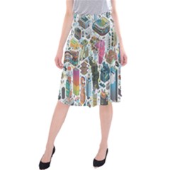 City Pattern Pixel Art Japan Midi Beach Skirt by Sarkoni