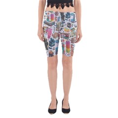 City Pattern Pixel Art Japan Yoga Cropped Leggings by Sarkoni