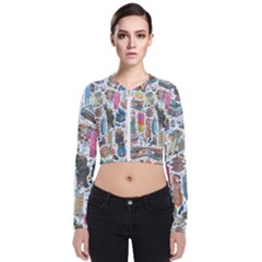 City Pattern Pixel Art Japan Long Sleeve Zip Up Bomber Jacket by Sarkoni