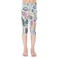 City Pattern Pixel Art Japan Kids  Capri Leggings  by Sarkoni