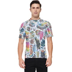 City Pattern Pixel Art Japan Men s Short Sleeve Rash Guard by Sarkoni