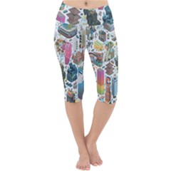 City Pattern Pixel Art Japan Lightweight Velour Cropped Yoga Leggings by Sarkoni