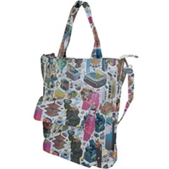 City Pattern Pixel Art Japan Shoulder Tote Bag by Sarkoni