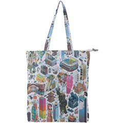 City Pattern Pixel Art Japan Double Zip Up Tote Bag by Sarkoni