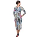 City Pattern Pixel Art Japan Quarter Sleeve Midi Velour Bodycon Dress View2