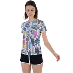 City Pattern Pixel Art Japan Back Circle Cutout Sports T-shirt by Sarkoni