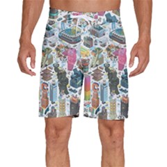 City Pattern Pixel Art Japan Men s Beach Shorts by Sarkoni