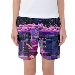 Retro City Pixel Women s Basketball Shorts by Sarkoni