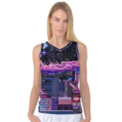 Retro City Pixel Women s Basketball Tank Top by Sarkoni