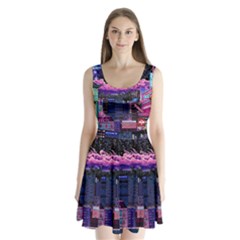 Retro City Pixel Split Back Mini Dress  by Sarkoni