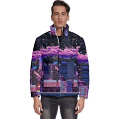 Retro City Pixel Men s Puffer Bubble Jacket Coat