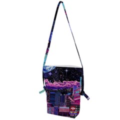 Retro City Pixel Folding Shoulder Bag by Sarkoni