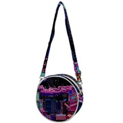 Retro City Pixel Crossbody Circle Bag by Sarkoni