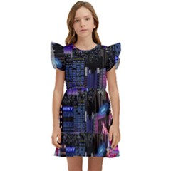 Retro City Pixel Kids  Winged Sleeve Dress by Sarkoni