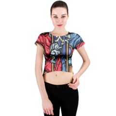 Japan Art Aesthetic Crew Neck Crop Top by Sarkoni