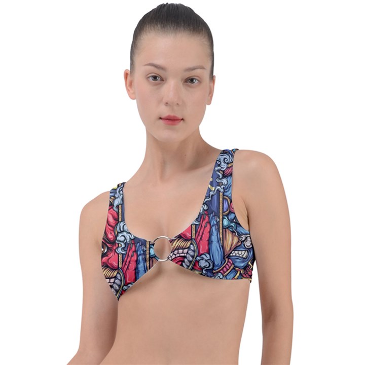 Japan Art Aesthetic Ring Detail Bikini Top