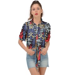 Japan Art Aesthetic Tie Front Shirt  by Sarkoni