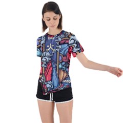 Japan Art Aesthetic Asymmetrical Short Sleeve Sports T-shirt by Sarkoni