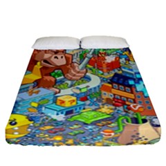 Pixel Art Retro Video Game Fitted Sheet (queen Size) by Sarkoni