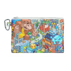 Pixel Art Retro Video Game Canvas Cosmetic Bag (large) by Sarkoni