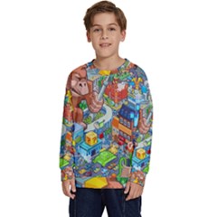 Pixel Art Retro Video Game Kids  Crewneck Sweatshirt