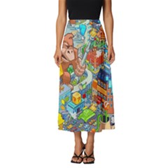 Pixel Art Retro Video Game Classic Midi Chiffon Skirt by Sarkoni