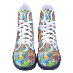 Pixel Art Retro Video Game Men s High-top Canvas Sneakers