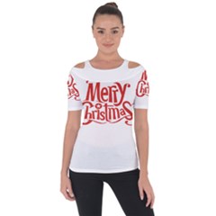 Merry Christmas Shoulder Cut Out Short Sleeve Top