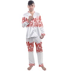 Merry Christmas Men s Long Sleeve Satin Pajamas Set