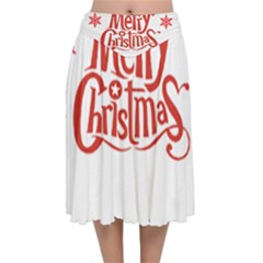 Merry Christmas Velvet Flared Midi Skirt