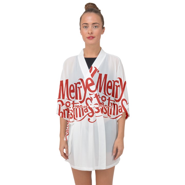 Merry Christmas Half Sleeve Chiffon Kimono