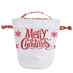 Merry Christmas Drawstring Bucket Bag by designerey