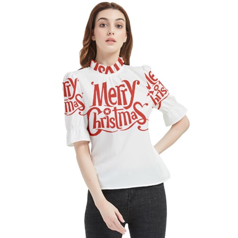 Merry Christmas Frill Neck Blouse by designerey