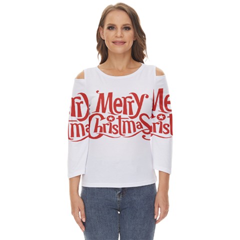 Merry Christmas Cut Out Wide Sleeve Top by designerey