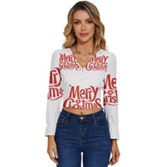 Merry Christmas Long Sleeve V-neck Top by designerey