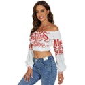 Merry Christmas Long Sleeve Crinkled Weave Crop Top View2