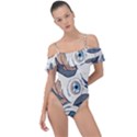 Eyes pattern Frill Detail One Piece Swimsuit View1