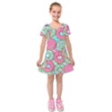 Donut Pattern Texture Colorful Sweet Kids  Short Sleeve Velvet Dress View1