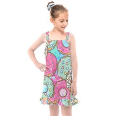 Donut Pattern Texture Colorful Sweet Kids  Overall Dress by Grandong