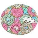 Donut Pattern Texture Colorful Sweet Wooden Puzzle Round View2