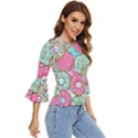 Donut Pattern Texture Colorful Sweet Bell Sleeve Top View3