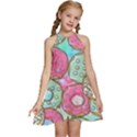 Donut Pattern Texture Colorful Sweet Kids  Halter Collar Waist Tie Chiffon Dress View1