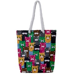 Cats Funny Colorful Pattern Texture Full Print Rope Handle Tote (small) by Grandong