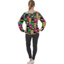 Cats Funny Colorful Pattern Texture Off Shoulder Long Sleeve Velour Top View2