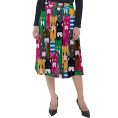 Cats Funny Colorful Pattern Texture Classic Velour Midi Skirt  by Grandong