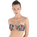 Cats Funny Colorful Pattern Texture Twist Bandeau Bikini Top View1