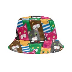 Cats Funny Colorful Pattern Texture Bucket Hat by Grandong