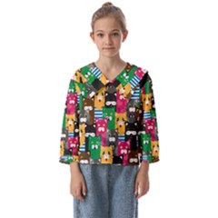 Cats Funny Colorful Pattern Texture Kids  Sailor Shirt by Grandong