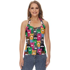 Cats Funny Colorful Pattern Texture Basic Halter Top by Grandong