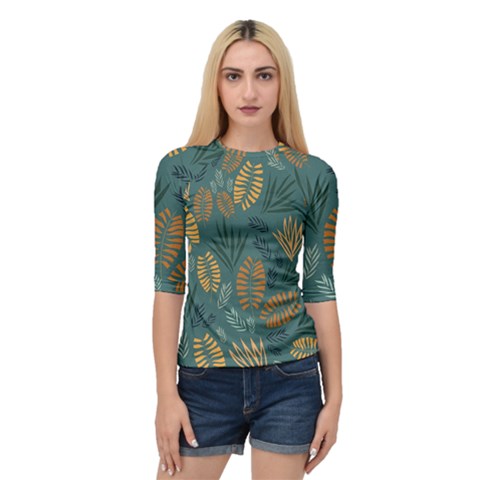 Leaves Pattern Texture Plant Quarter Sleeve Raglan T-shirt by Grandong